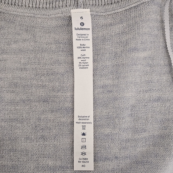 Lululemon Sit In Lotus Wrap II Merino Wool Ice Blue Gray Heather Cardigan Sz 6 - Picture 5 of 10